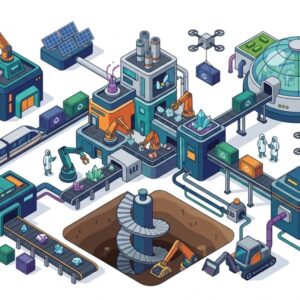 Изометрическая иллюстрация офиса компании Rare Earths Corp для экономической игры по добыче алмазов от Allgames-Online